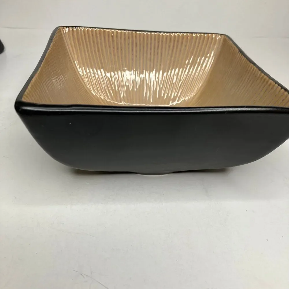 Set of 3 Joseph Abboud Stoneware Ventana Square Soup or Cereal Bowls